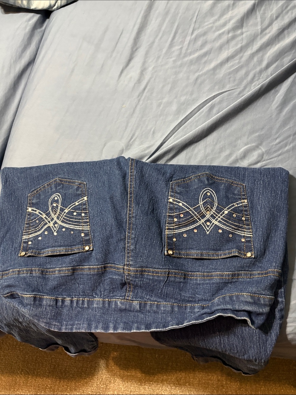 Avon Dark Blue Cropped Women’s Jeans elastic waist and stretch jeans XL 14/16 - Picture 4 of 5